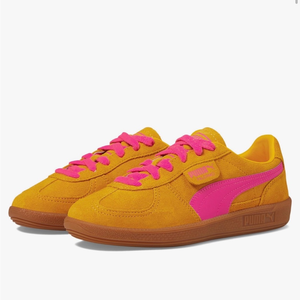🩷 New PUMA Big Kids Unisex Size 7 Palermo Style Tangerine & Pink Lace Up